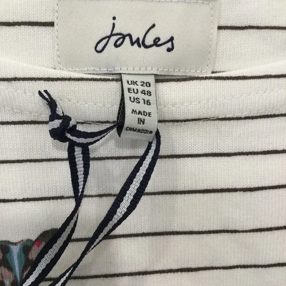 Joules Women's Plus Size Butterfly Long Sleeve Striped 100% Cotton Shirt Sz 16 - Picture 10 of 10